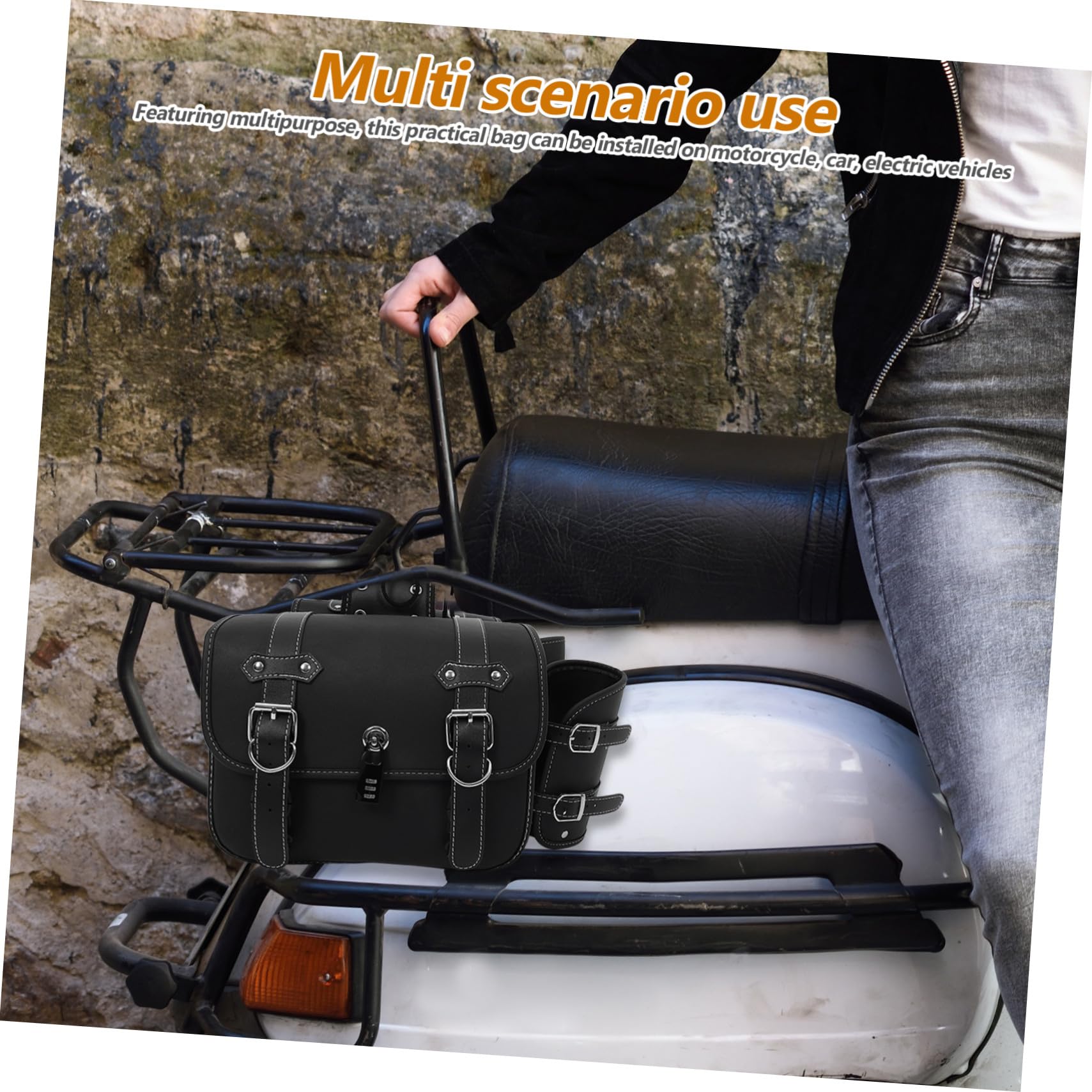 Uniwersalnych Skórzanych Sakw Motocyklowych Wodoodpornych Boczny Pojemnik Narzędzia i Bagaż Trwały Do Motocykla Łatwy Instalacji Czarny