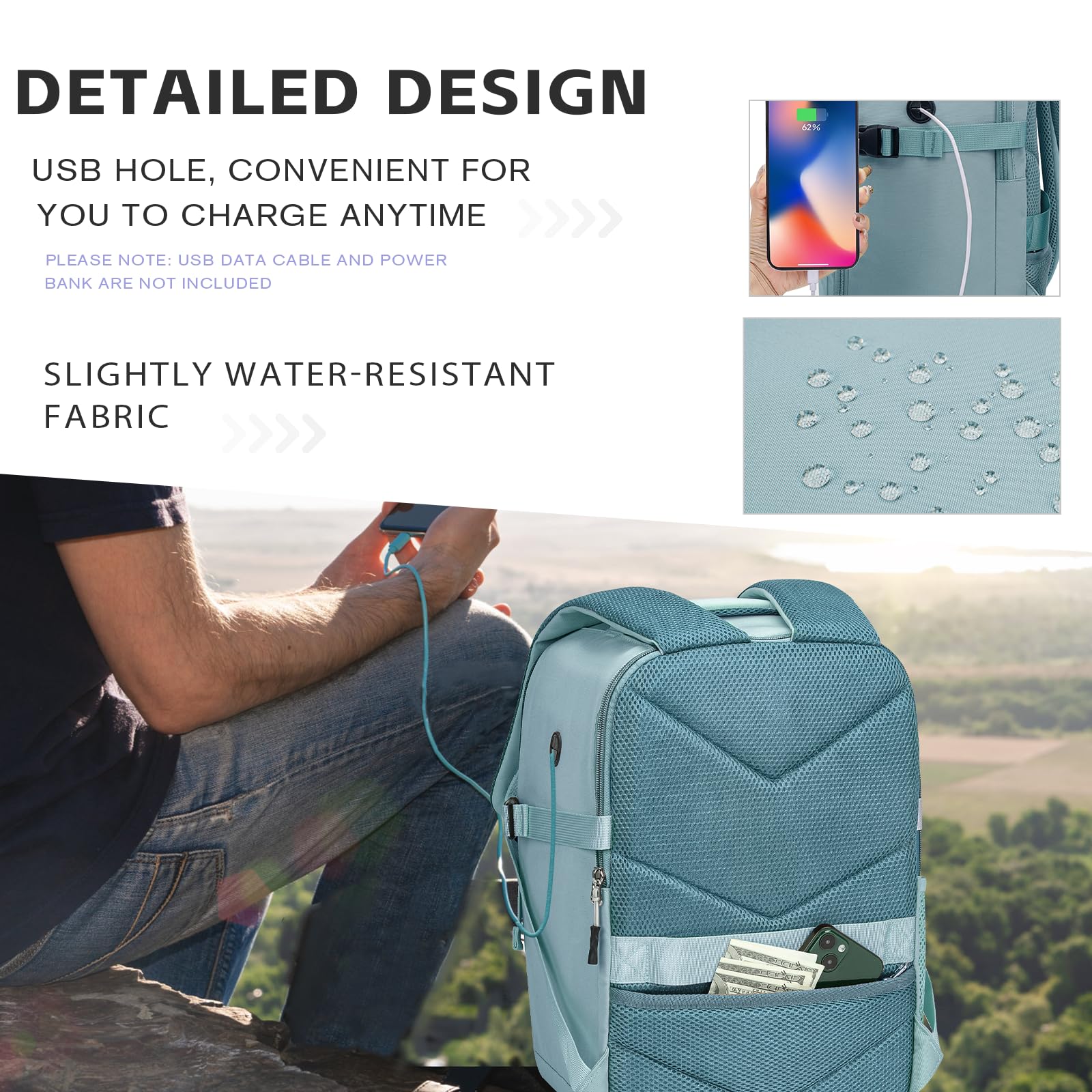 Hayayu Zaino Per Ryanair 40x20x25, Zaino Da Viaggio Aereo Bagaglio a Mano 40x30x20 per Wizzair Easyjet,Borse Da Cabina Zainetto Donna Uomo Zaini Da Viaggio Con Foro USB