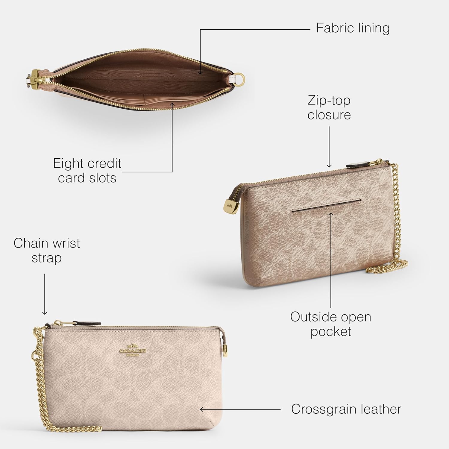 COACH Womens Large Wristlet W Chain - Image 3