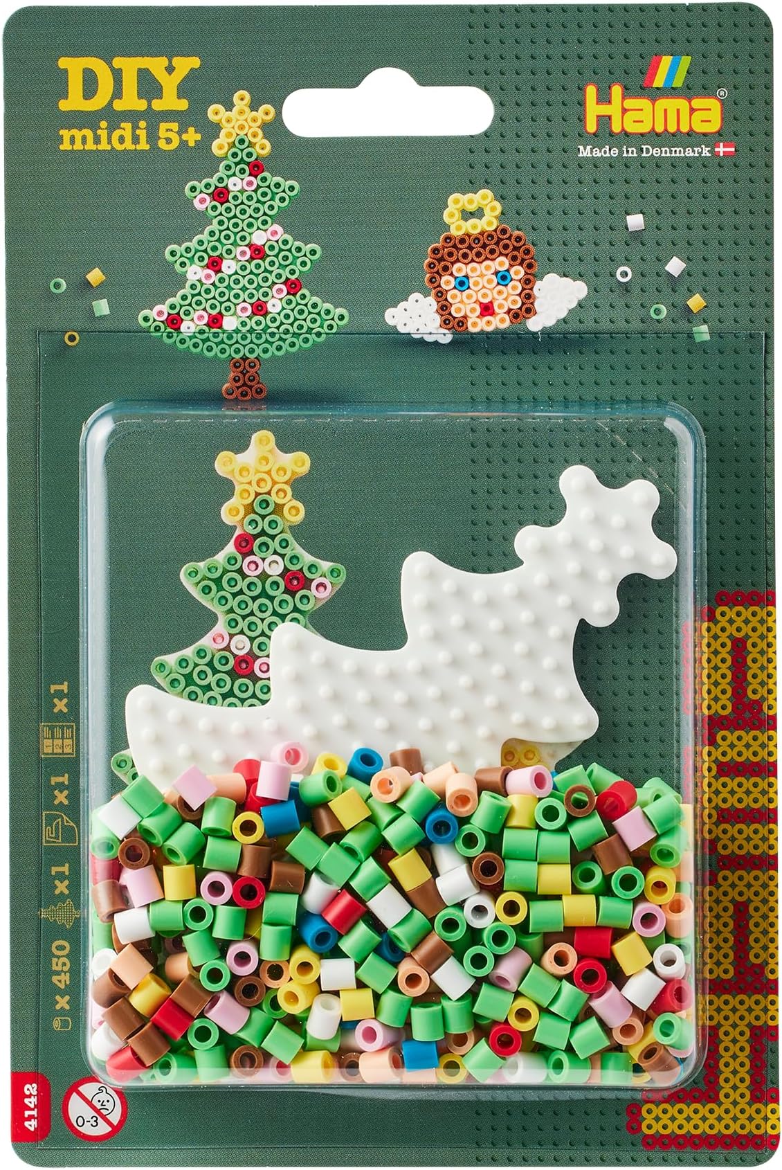 Ironing Beads | Approx. 450 Beads, 1 Christmas Tree Pegboard No. 331 & Ironing Paper | Mosaic Arts & Crafts Set for Creative Kids Aged 5+