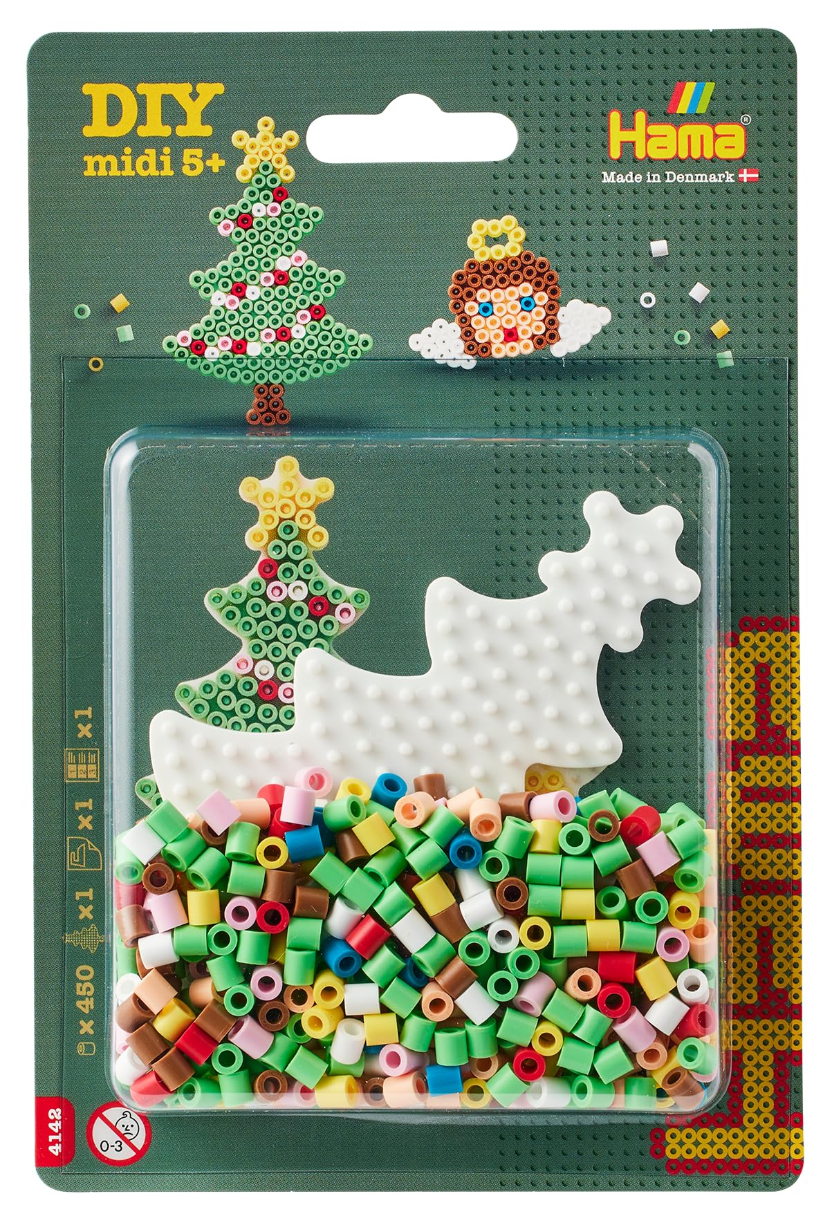 Hama Ironing Beads | Approx. 450 Beads, 1 Christmas Tree Pegboard No. 331 & Ironing Paper | Mosaic Arts & Crafts Set for Creative Kids Aged 5+