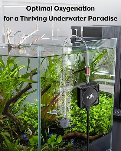 Miniatura 4 de Pawfly Nano Silent - Bomba de aire para acuario, mini burbujeador con accesorios, aireador de oxígeno portátil de 1.3 W para peceras de 1 a 10