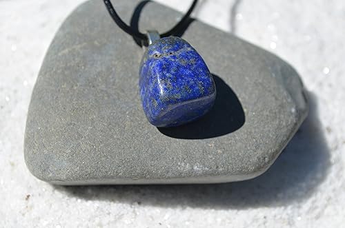 Miniatura 2 de Lapislázuli Piedra en un cordón de piel collar