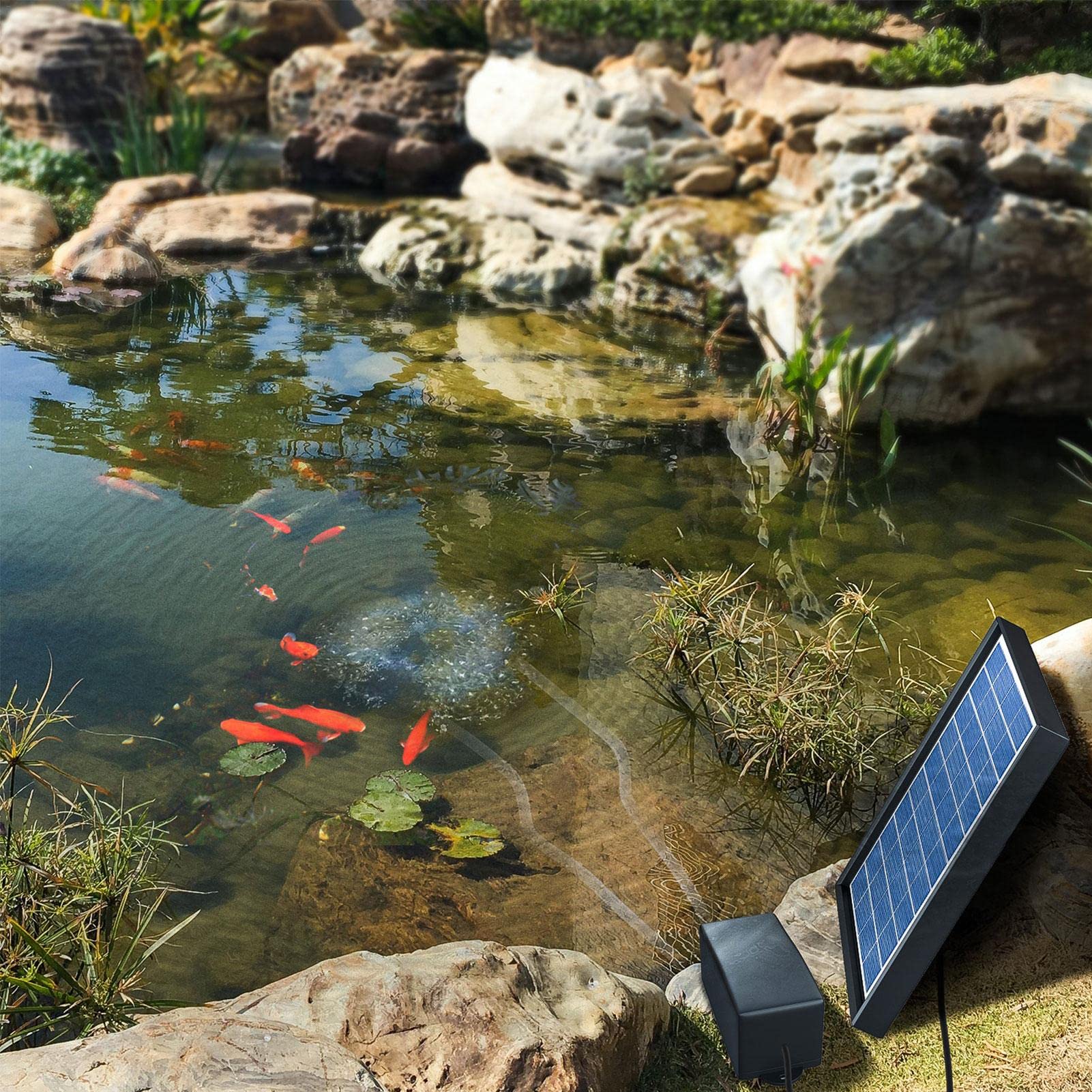 Biling vijver beluchter zuurstof pomp voor vijver zonne-energie, 4W zonne vijver beluchter aquarium zuurstof pomp met accu, zuurstof luchtpomp vijver 3 modi 2 luchtstenen voor tuinvijver, vissen