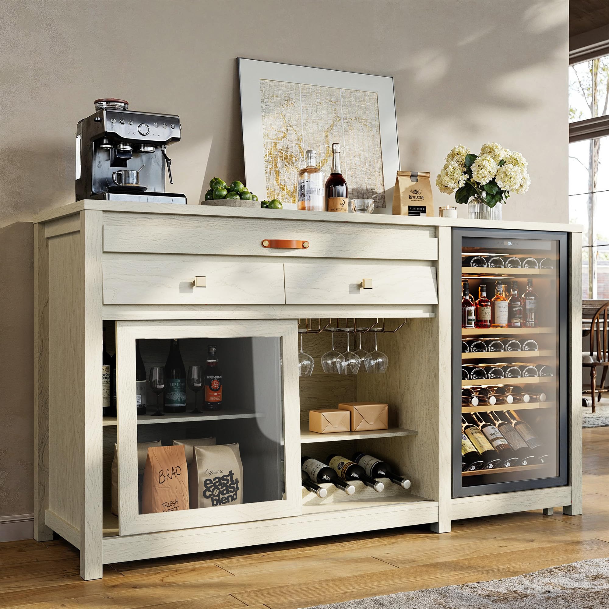 Amazon.com: STO'SENSE Extra Large Coffee Bar Cabinet w/Fridge