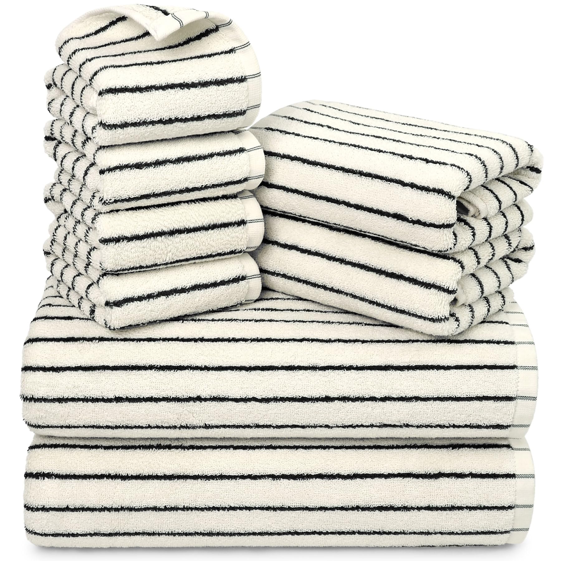 Amazon.com: Jacquotha 8 Piece Black and White Towel Set, Super