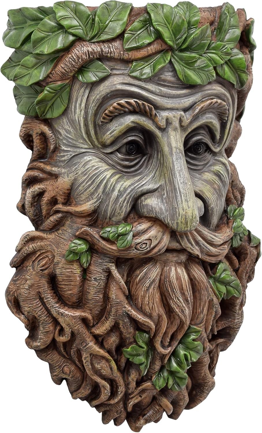 Arcadia Garden Products Large Whimsical Tree Face Planter, 8"x11.8" Outdoor Tree Hugger, Old Man Spirit Sculpture for Garden Art Decor, Birdfeeder, Hangs on Trees, Fences or Walls, Elderberry