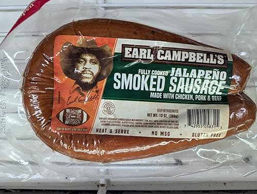 Earl Campbell's Salchicha ahumada de jalapeño 13 oz (paquete de 4)