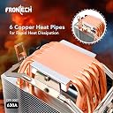 Frontech 630A CPU Air Cooler | 6 Copper Heat Pipes, 120mm RGB Fan, 1800 RPM | Supports LGA 1700 & AM5 | PWM 4-Pin + ARGB 3-Pin | Super Silent Cooling with Heatsink (CPF-0007) gallery image