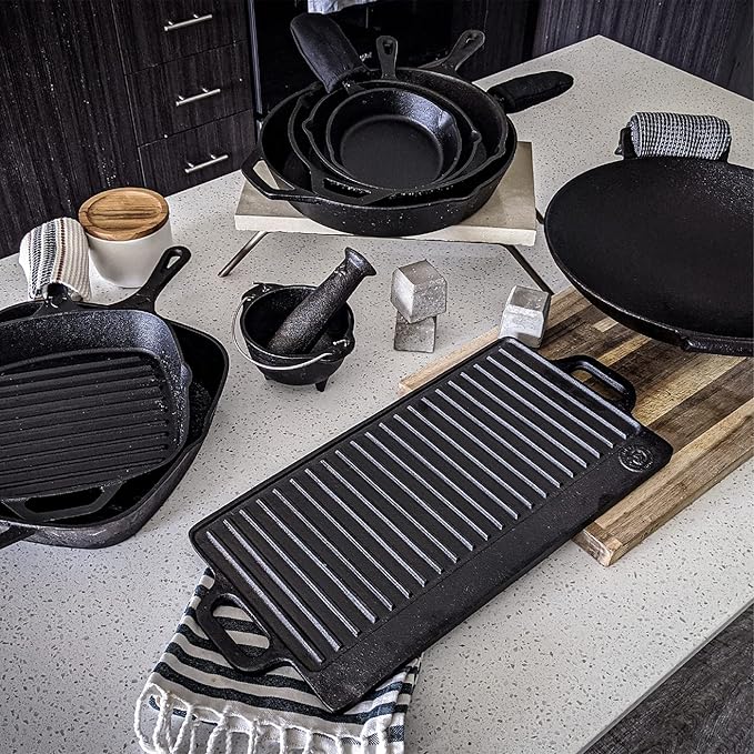 Wok de hierro fundido de 14 pulgadas con base plana y mangos miniatura 6