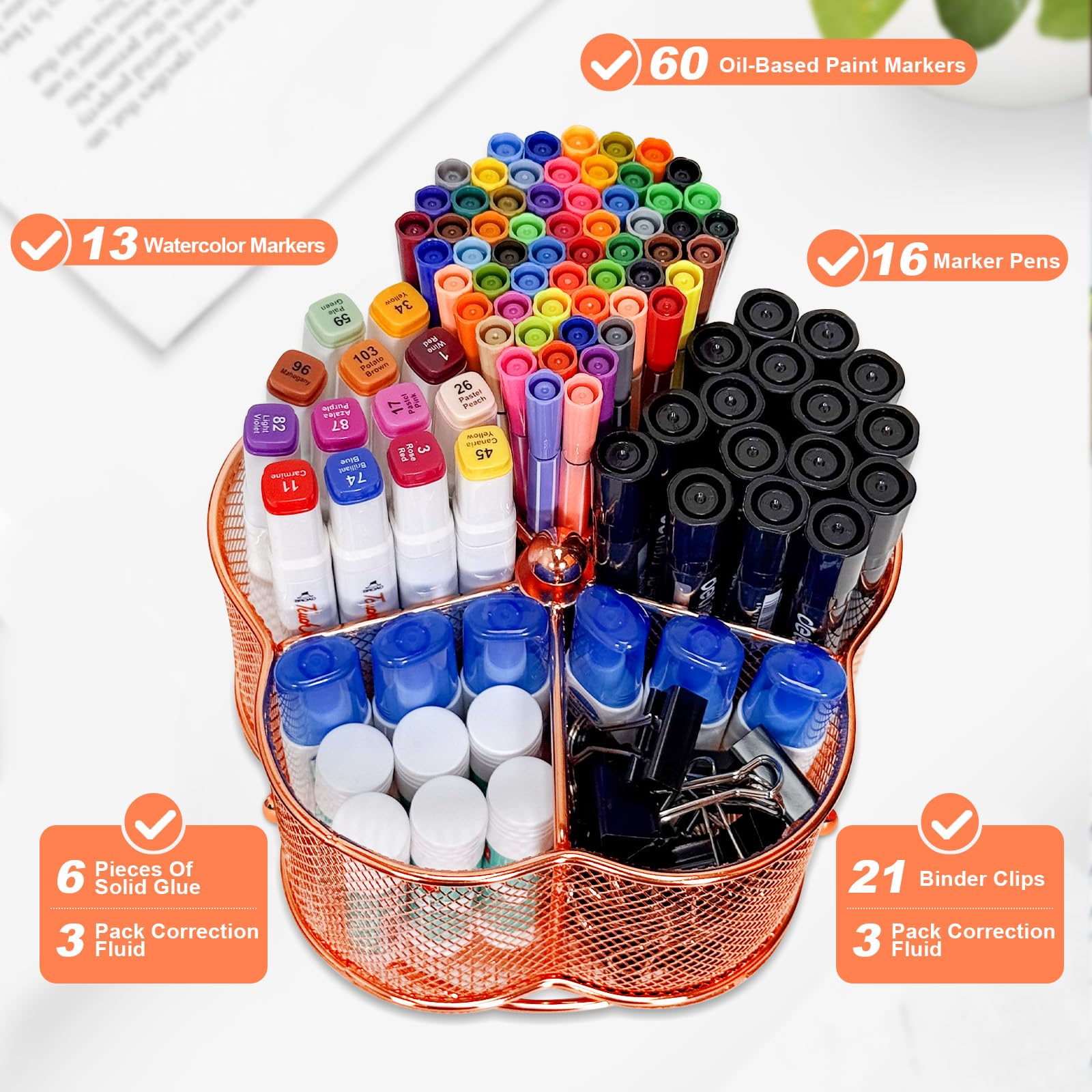 Soporte giratorio de 360 grados para escritorio, organizador de bolígrafos de malla, soporte para lápices, accesorios de escritorio de gran capacidad y organizadores de espacio de trabajo