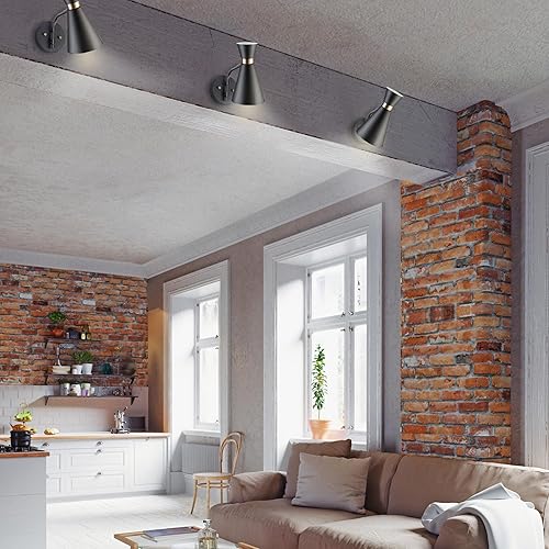 Miniatura 4 de GLOBE Electric 65855 Belmont - Aplique de pared con 1 luz, negro satinado, detalles dorados