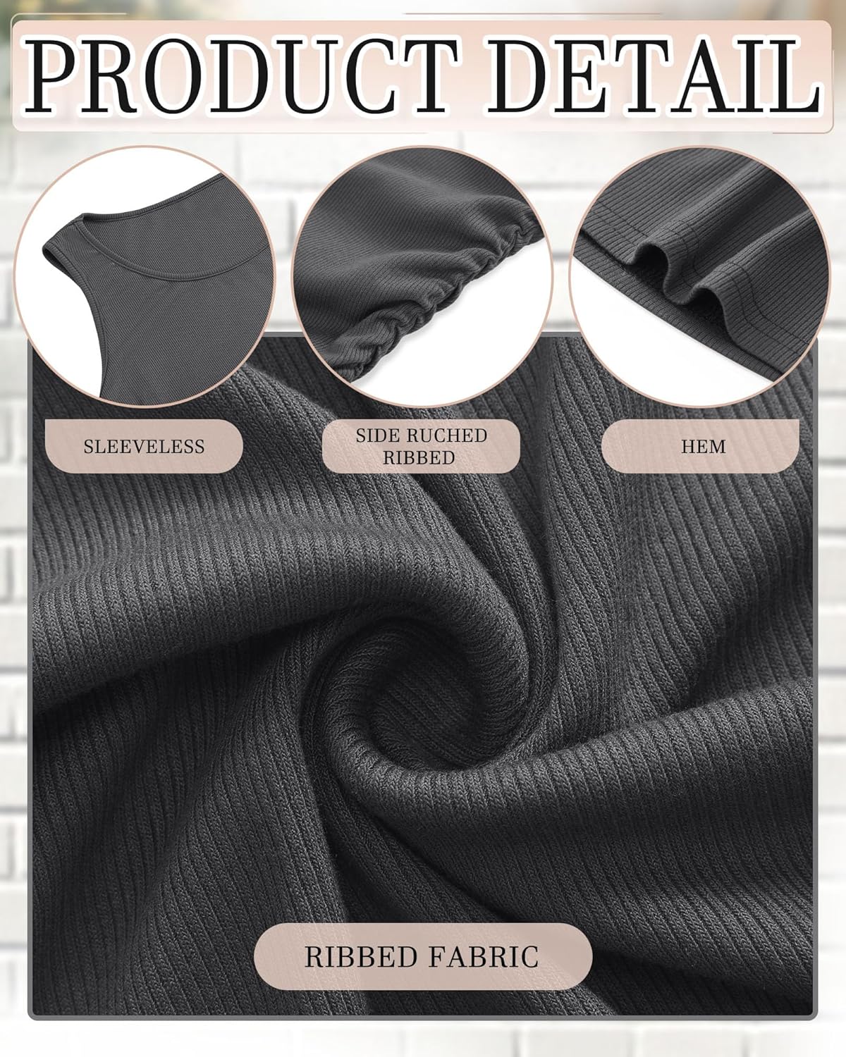 Riyiper 3 Pack Women's Maternity Tank Tops, Sleeveless Cotton Pregnancy Shirts Ribbed Knit Sides Ruched Basic Mama Clothes - Image 6