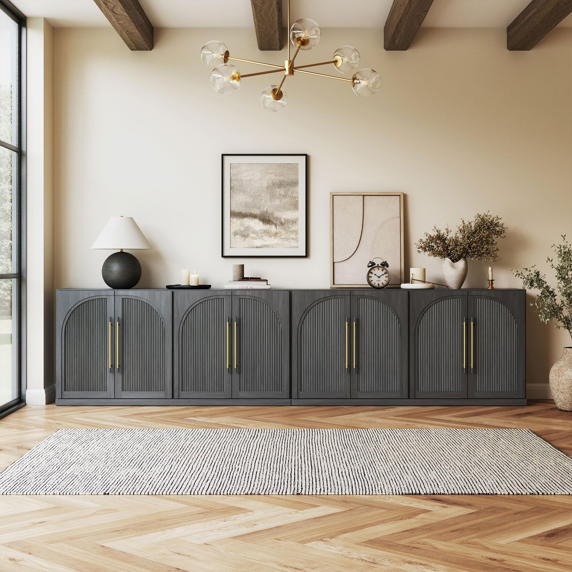 BELLEZE Set of 2 65" Sideboard Cabinet - accent furniture | Mubboo