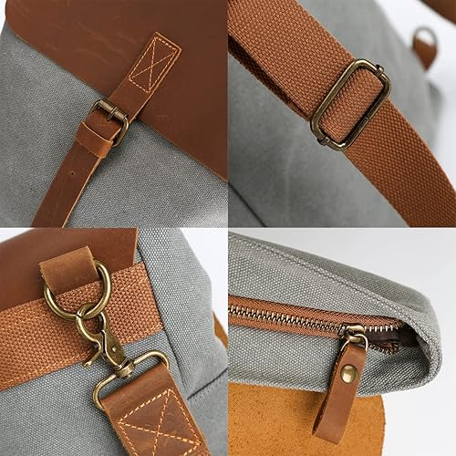 Miniatura 5 de Womleys Mochila de lona vintage para mujer, mochila de viaje, casual, compras, senderismo, mochila, Beige, Viajes, senderismo, escuela