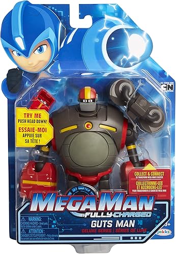 Miniatura 7 de Mega Man Fully Charged  Figura de acción articulada de Guts Man Deluxe con vientre expansivo y accesorio de hombre de tripa (para cambiar a la