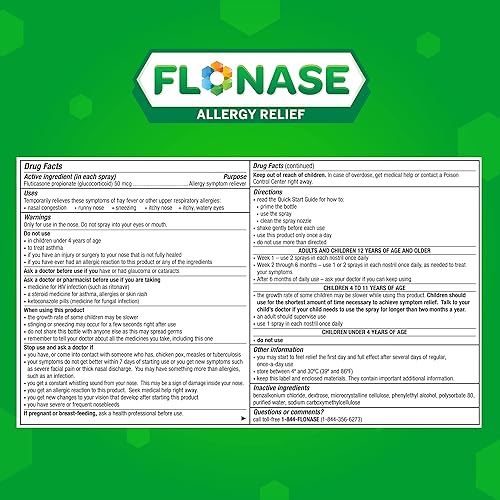 Miniatura 8 de Flonase Spray nasal para alivio de alergias medicamento para alergias no somnoliento aerosol nasal medido 60 aerosoles
