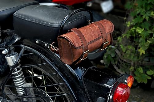 Miniatura 8 de cuero Manillar de cuero genuino Bolsa de sillín de bicicleta de motocicleta Kit de herramientas Utilidad Kit de herramientas manubrio Bolsa de