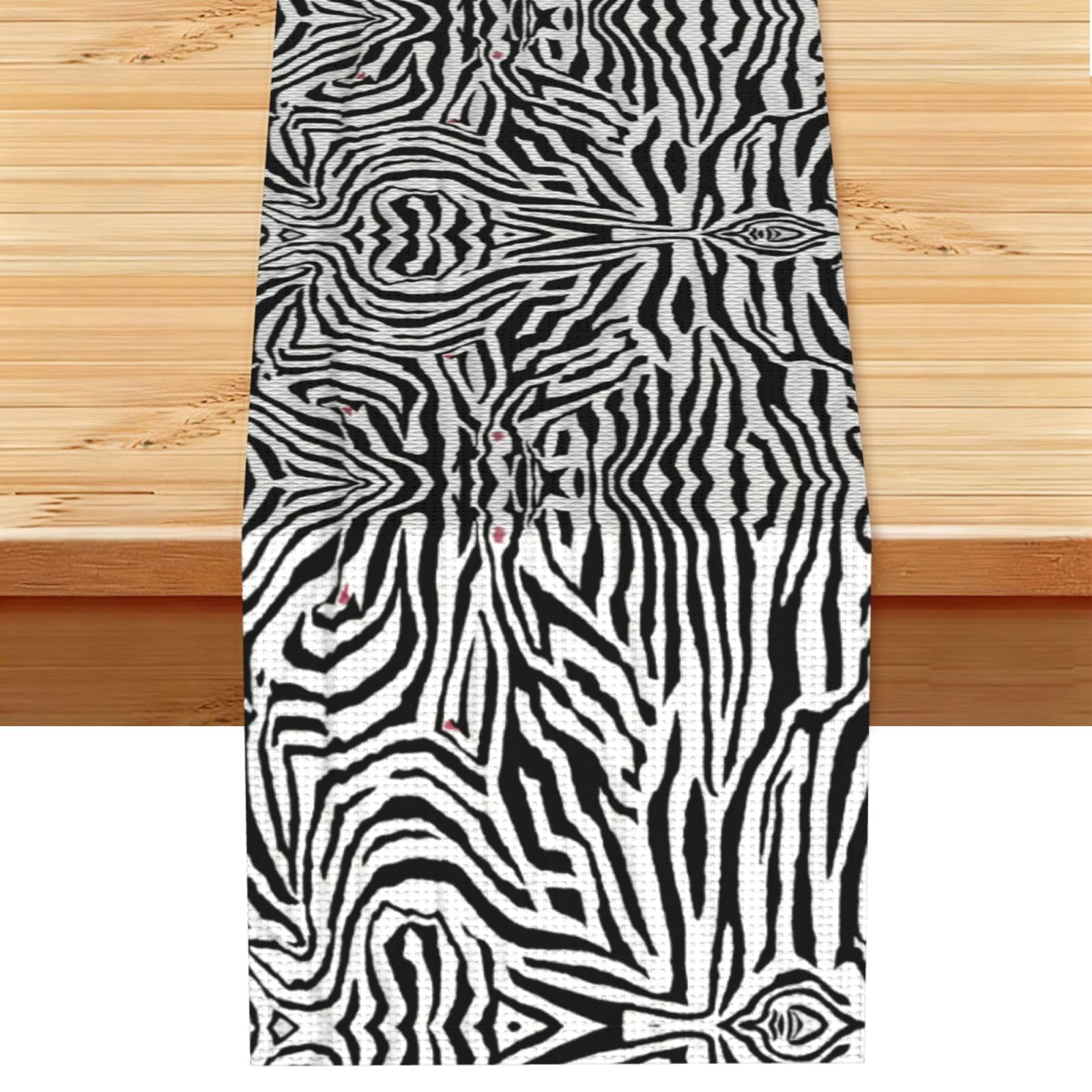 Zebra Print Printed Dining Table Runner 13x72 Inch, Non-Fading Decor for Kitchen Dresser Fireplace Mantel