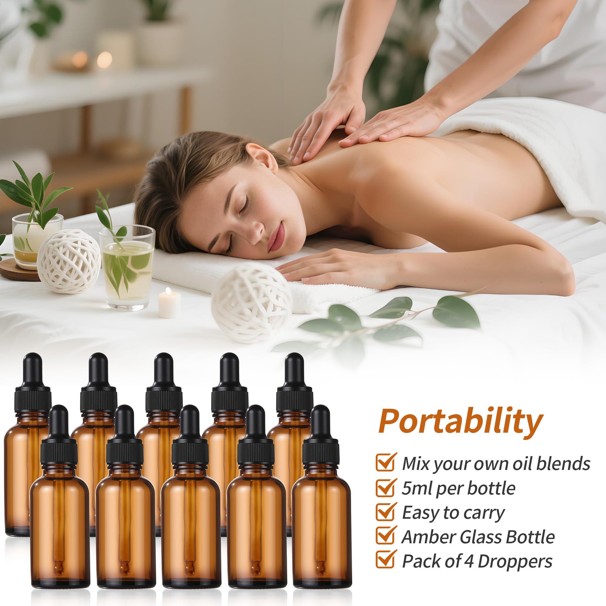 10 pezzi contagocce vetro scuro 30ml con imbuti, boccette per oli essenziali con contagocce e imbuto, flaconi da farmacia per oli essenziali, oli profumati, aromaterapia, massaggi, capelli