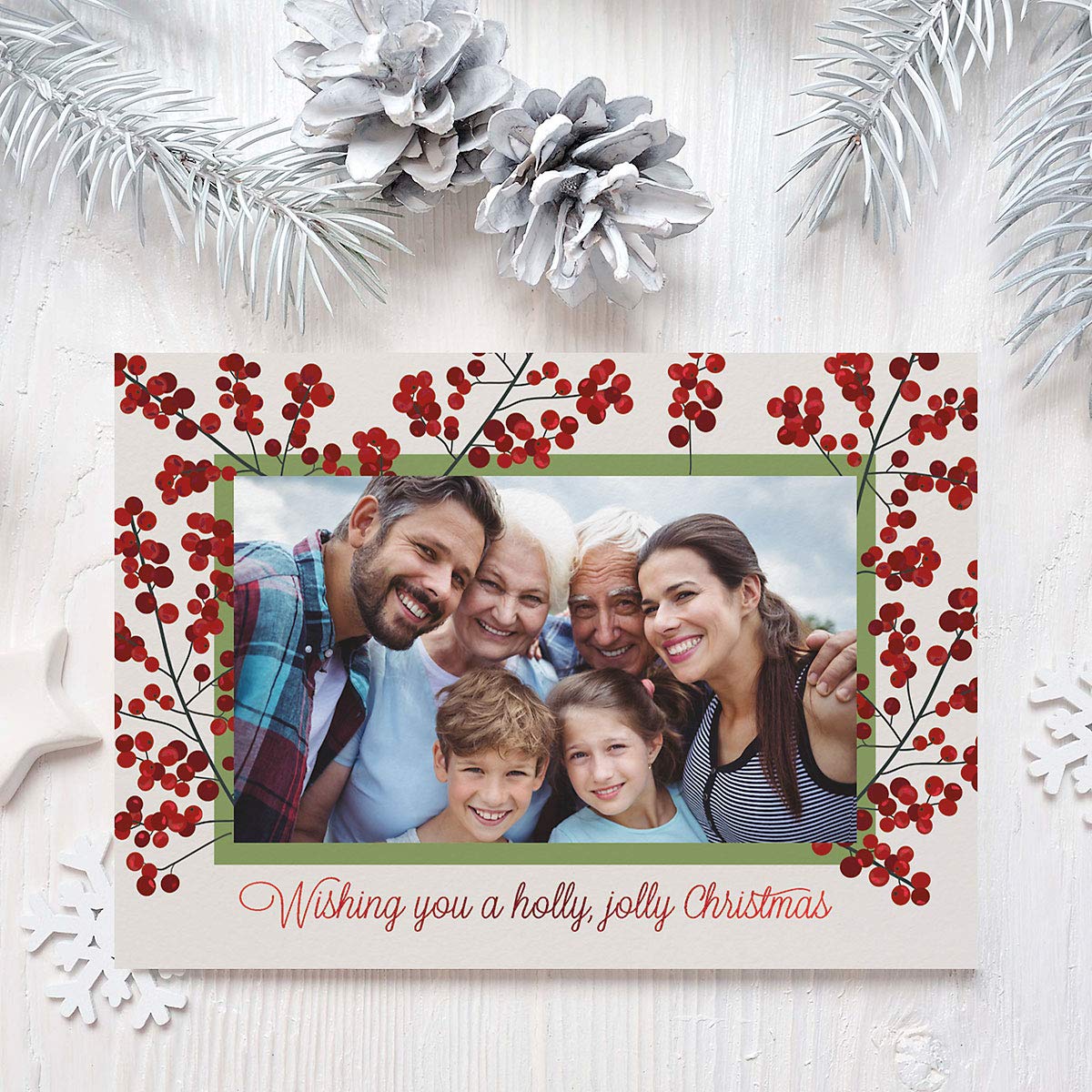 christmas cards with photo sleeve Amazon.com: Current Deluxe Holly Jolly Photo Frame Christmas Cards with  Envelopes