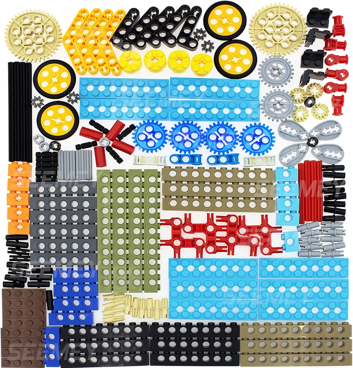 184PCS Gear and Axle Set Compatible with Lego Technical-Parts | Building Blocks Bulk Pieces, DIY Gears Assortment Pack(Liftarm, Pins, Axles, Connectors)