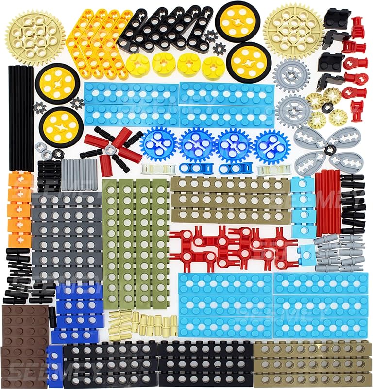 184PCS Gear and Axle Set Compatible with Lego Technical-Parts | Building Blocks Bulk Pieces, DIY Gears Assortment Pack(Liftarm, Pins, Axles, Connectors)