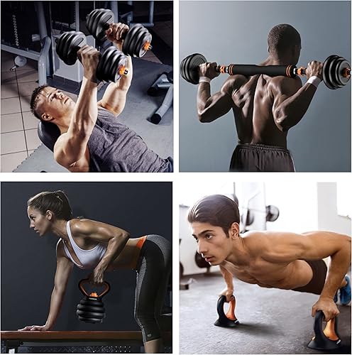 Miniatura 6 de Juego de mancuernas ajustables 4 en 1 para gimnasio en casa, juego de mancuernas de peso libre de 44 libras con conector utilizado como soporte de