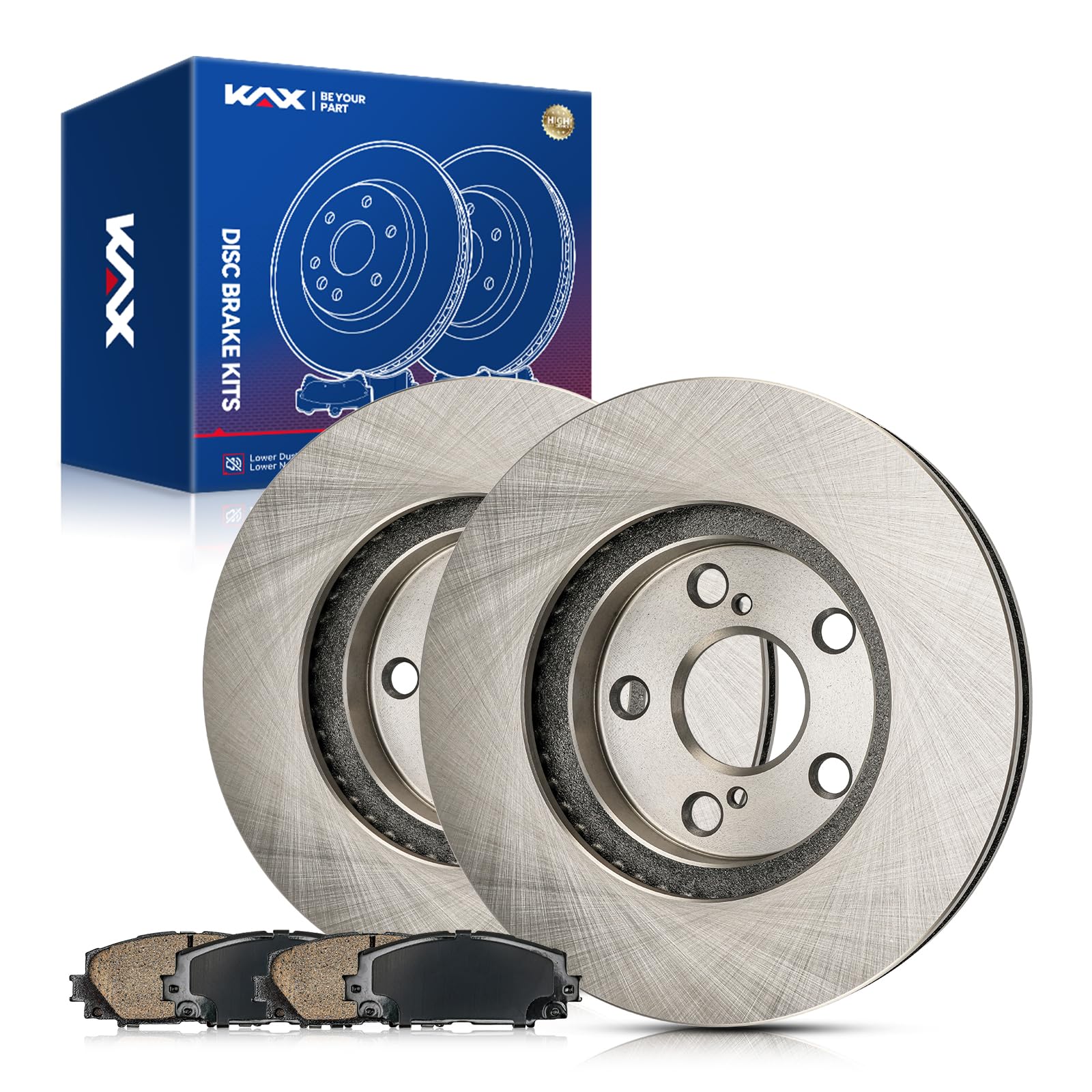 KAX Front Brake Kit, OE Brake Rotors and Ceramic Brake Pads | Fits Toyota Prius 2010-2015, Lexus CT200h 2011-2017, Toyota Prius Plug-In 2012-2015, Automotive Replacement Brake Kit