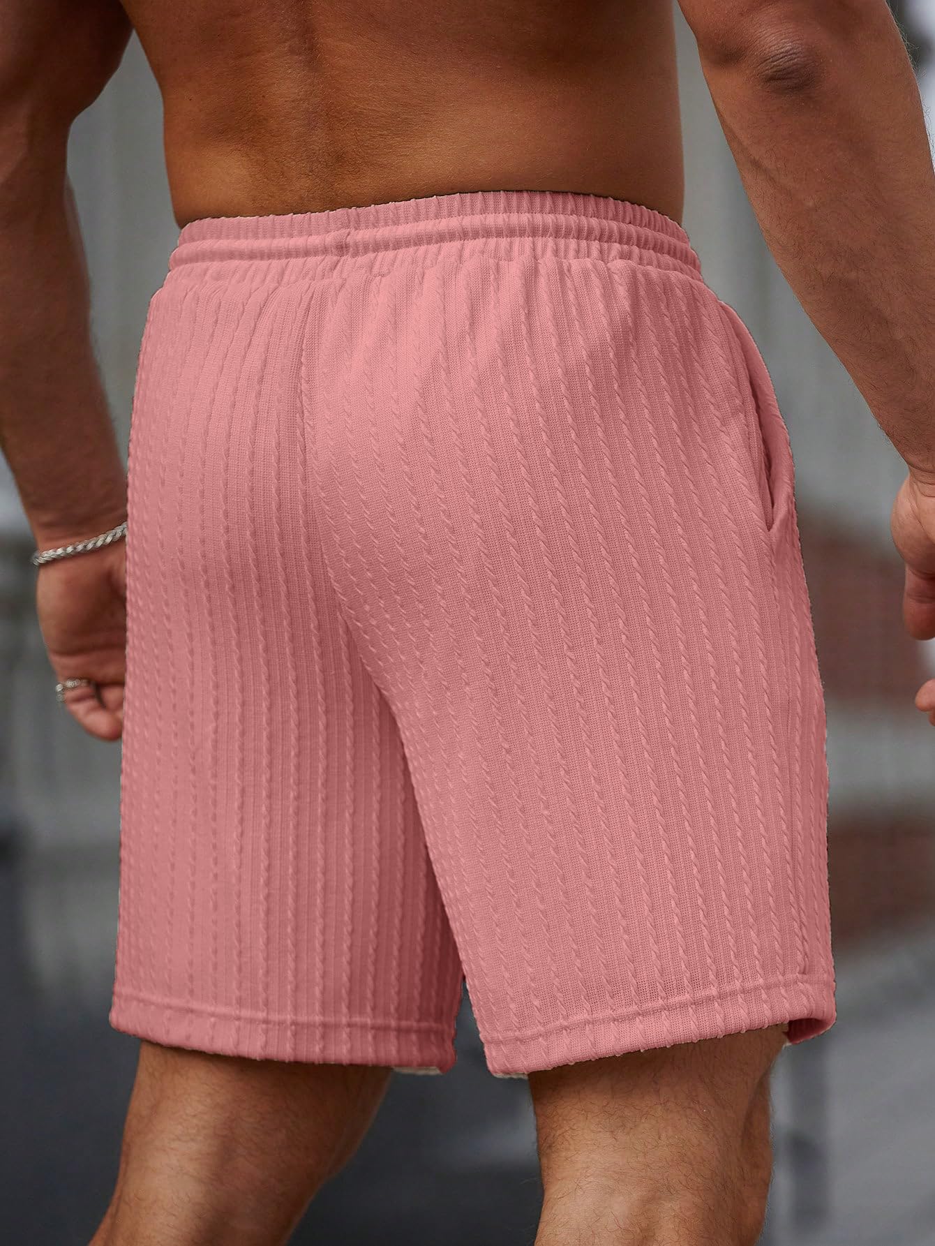 Zilcon Mens Casual Shorts - Cotton Drawstring Summer Beach Stretch Twill Chino Golf Shorts (in, Alpha, XL, Regular, Rose Pink)