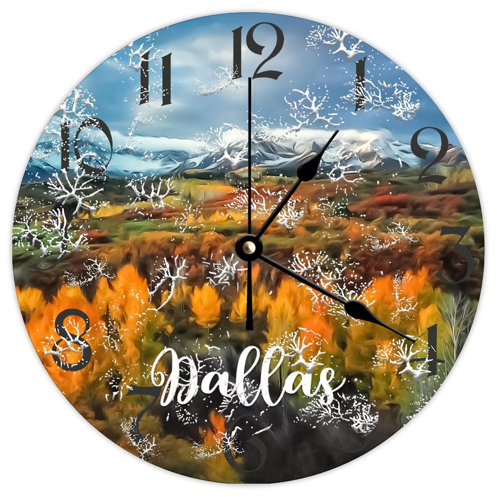 Horloge murale ronde en bois Dallas 38cm grande pendule silencieuse rustique pour chambre