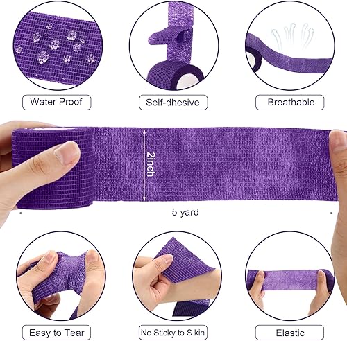 Miniatura 8 de Treela Paquete de 48 vendajes autoadhesivos a granel, vendaje cohesivo autoadherente, cinta atlética elástica, cinta transpirable para estirar,