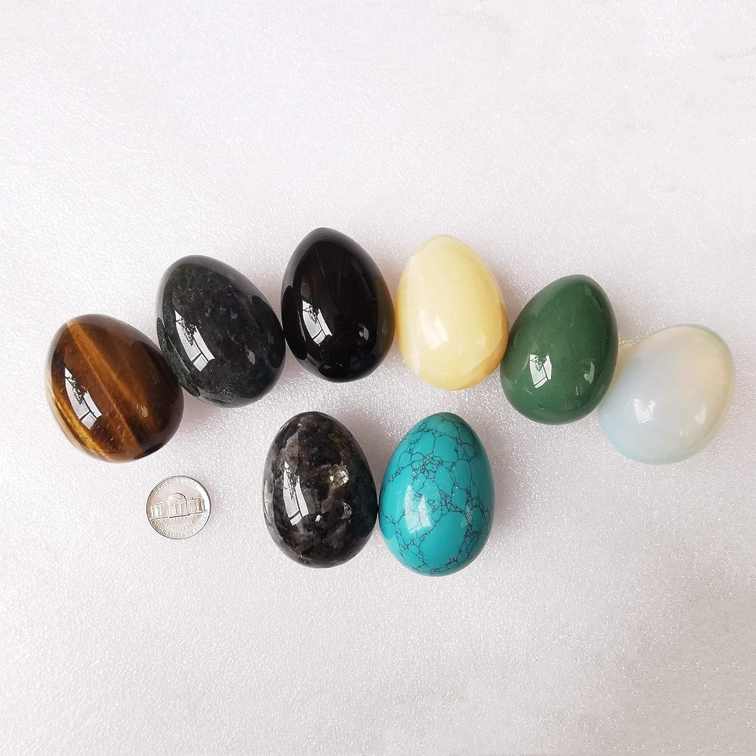 Kit de figuras de cristales y piedras preciosas de equilibrio for decoración del hogar, chakras de meditación en forma de huevo de labradorita negra, curanderos de Reiki y practicantes de yoga de 1,5