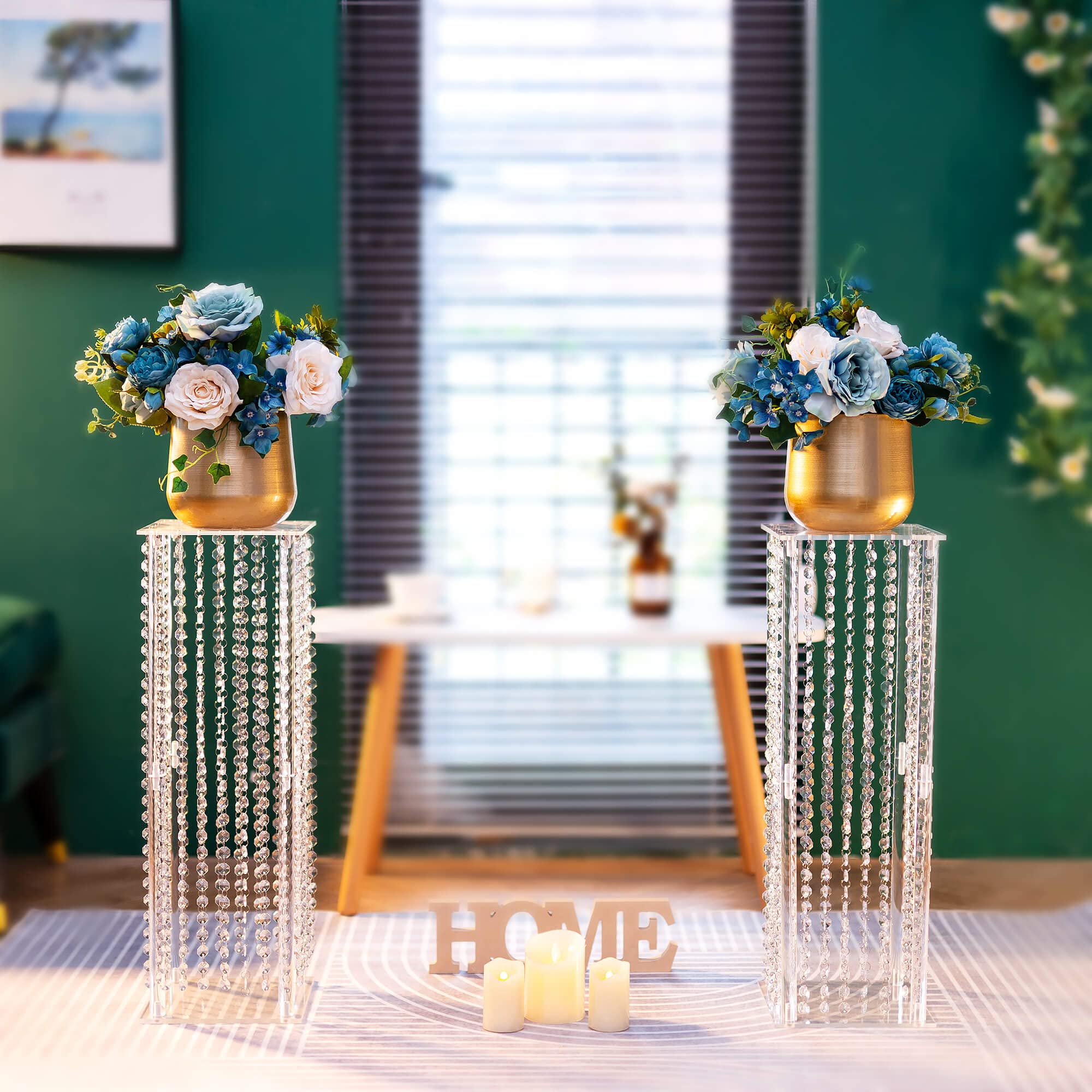 Nuptio Centrotavola per Matrimoni Vasi Tavola - 2 Pezzi 60cm Altezza per Vasi Fiori Decorazioni Tavola per Feste - Eleganti Tavoli Decorazioni per Matrimoni Sfusi Centrotavola in Cristallo Geometrico
