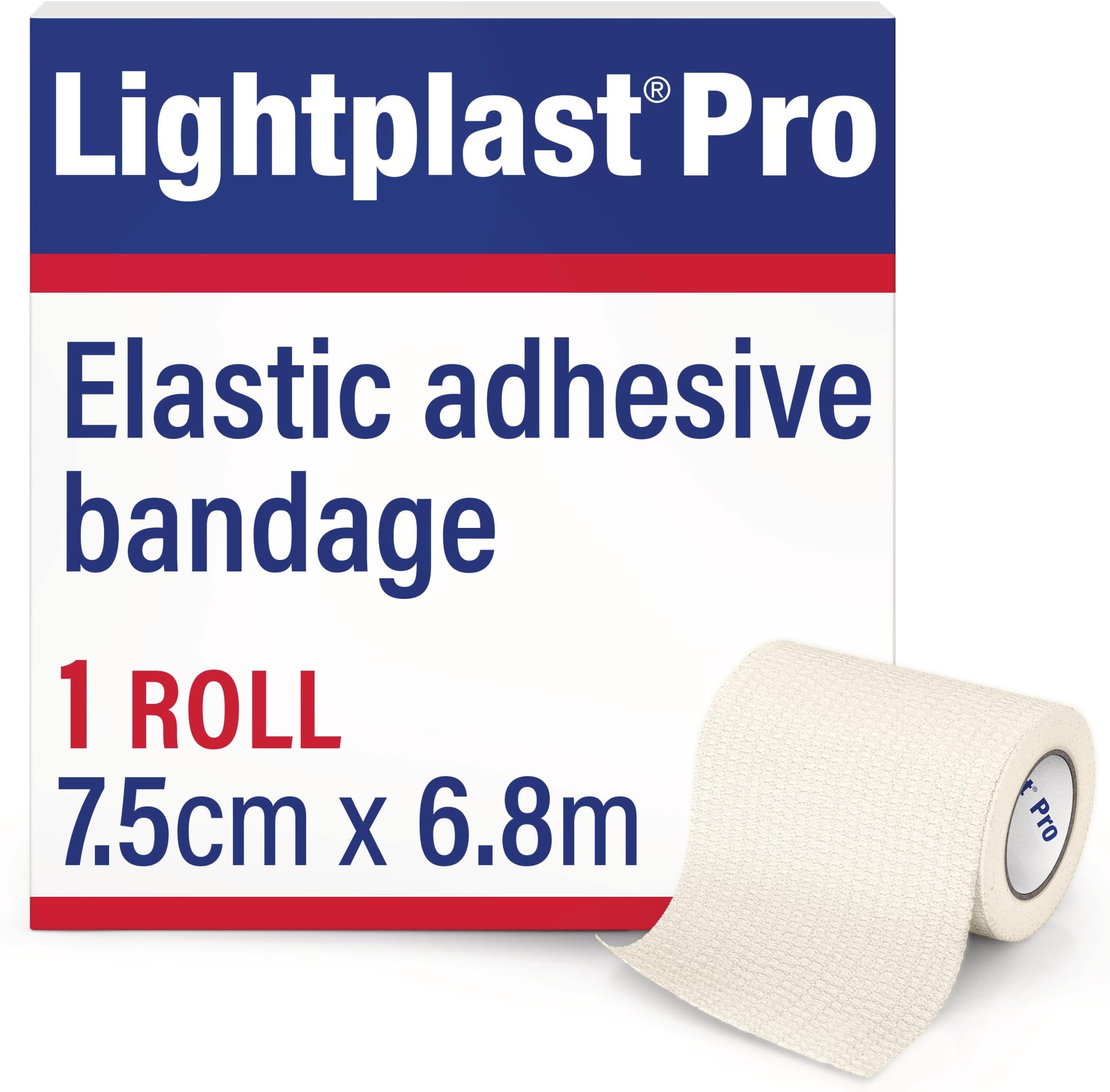 Pro Tearable EAB Tape with Light to Medium Support for Joints, 7.5 cm x 6.8 m, White, 1 Roll