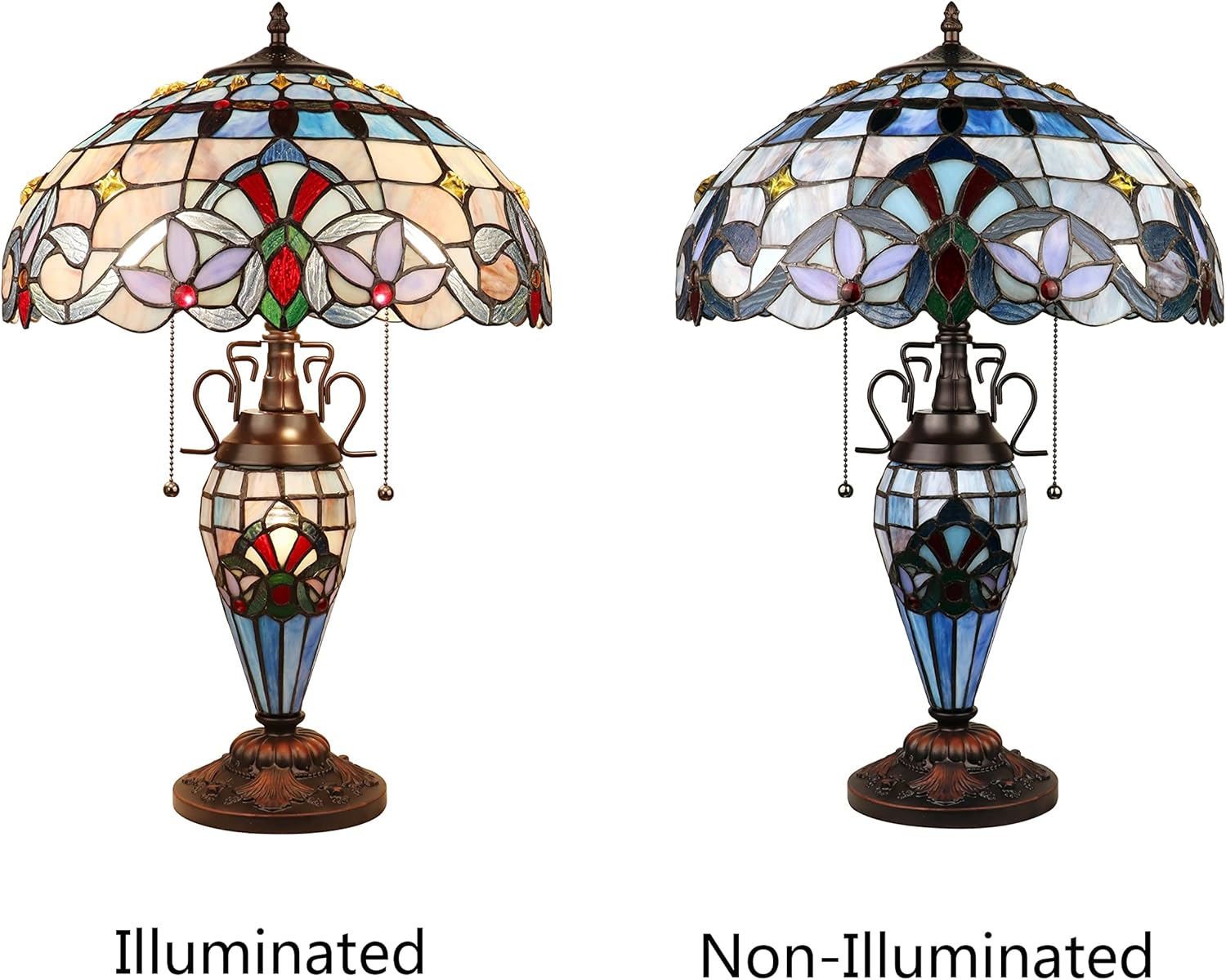 Radiance Goods Victorian-Style Dark Bronze 3 Light Double Lit Table Lamp 16" Wide