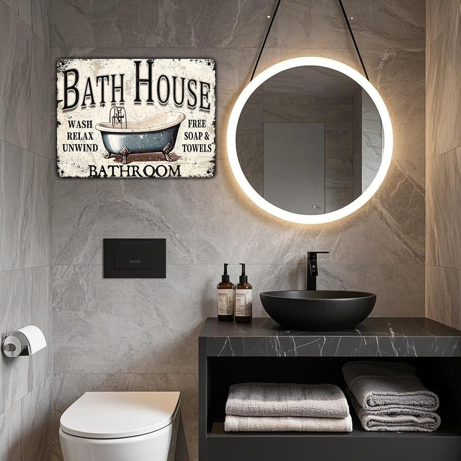 Bathroom Bathtub Bath House Metal Tin Sign Funny Bathroom Home Wall Decor Tin Signs 12x16 Inch Rustic Metal Plaque