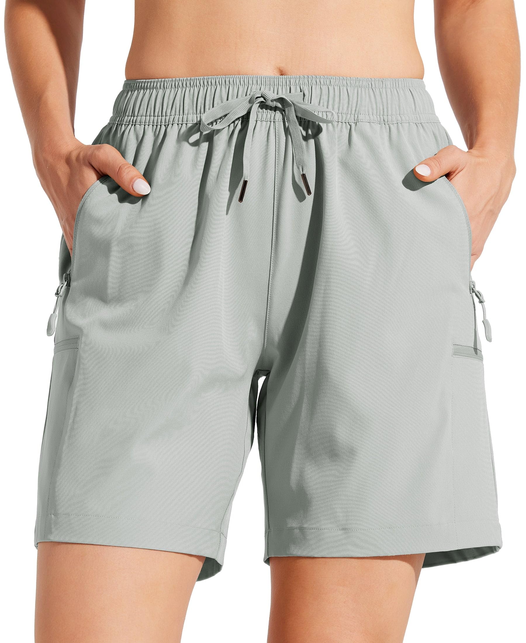 WILLIT Pantalones cortos cargo para mujer, de secado rápido, para senderismo, activos, ligeros, deportivos, de verano, con bolsillos