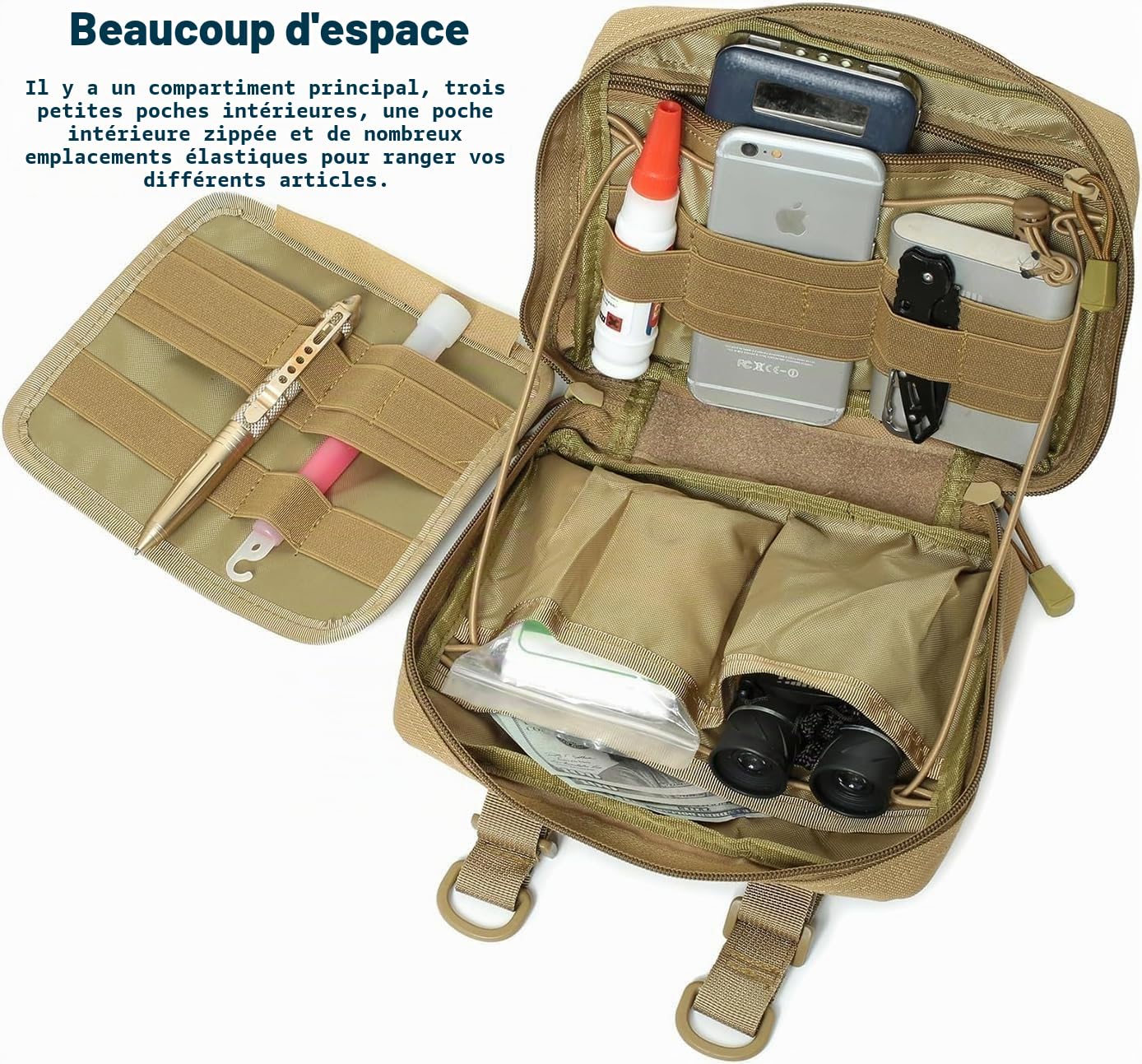 Pochette médicale Tactique Molle Port Quotidien Sac Banane Pochette Utilitaire d'urgence pour Outils EMT Trousse de Premiers Secours Pochette pour Chasse Camping randonnée