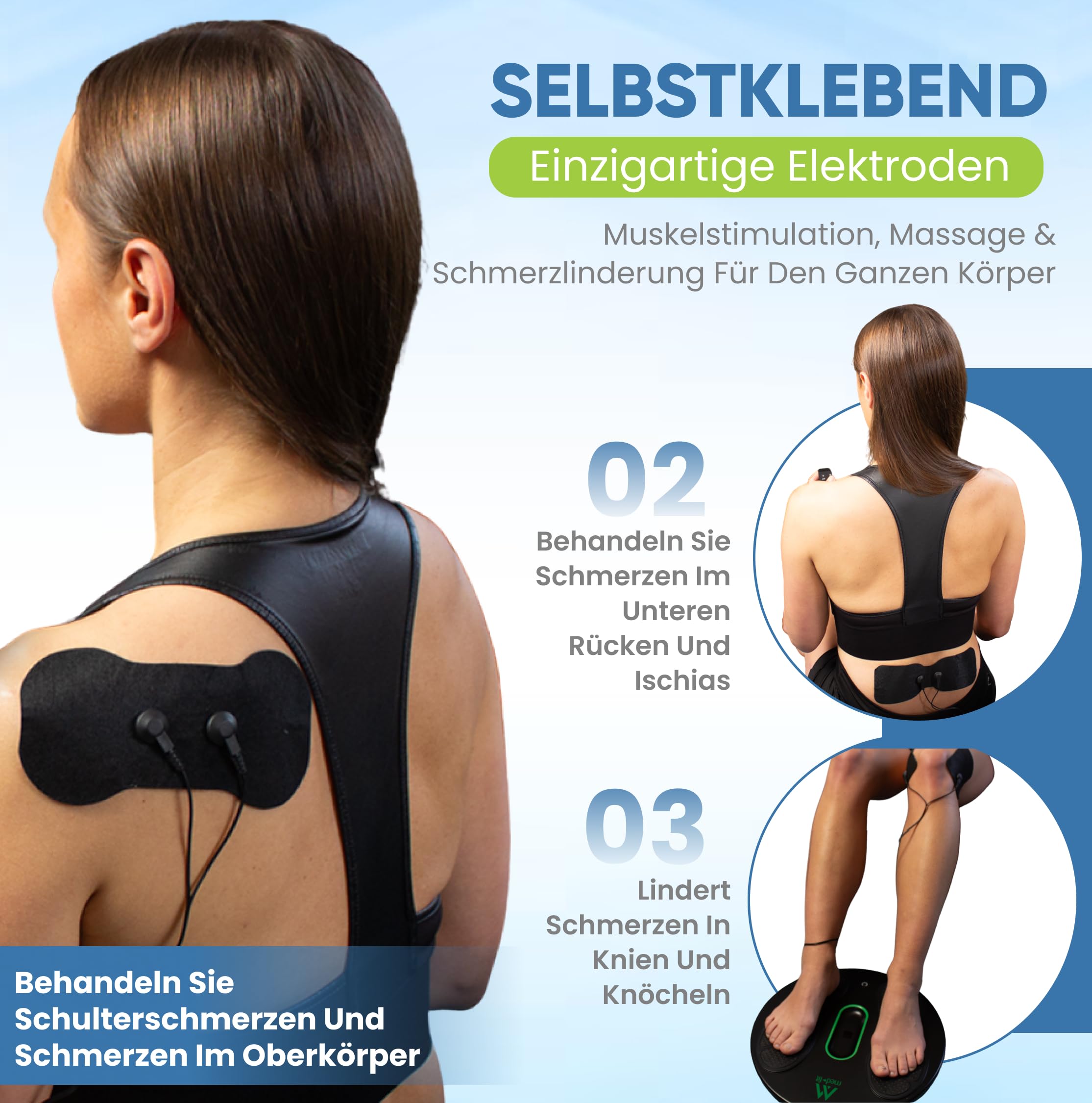 Med-Fit Medi-Boost EMS & TENS Fuß-Durchblutungsgerät | Lindert Beinschmerzen, geschwollene Knöchel und Neuropathie | 18 Programme, Zweikanal-Fernbedienung | Medizinische Silikon-Fußpolster