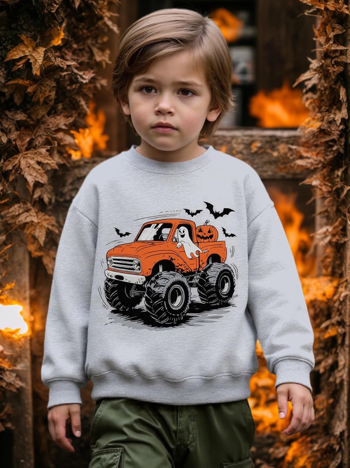 Kids Halloween Sweatshirt Girls Boys Skeleton Pumpkin Ghost Toddler Shirt Crewneck Long Sleeve Graphic Tops for 2-7T - Image 2