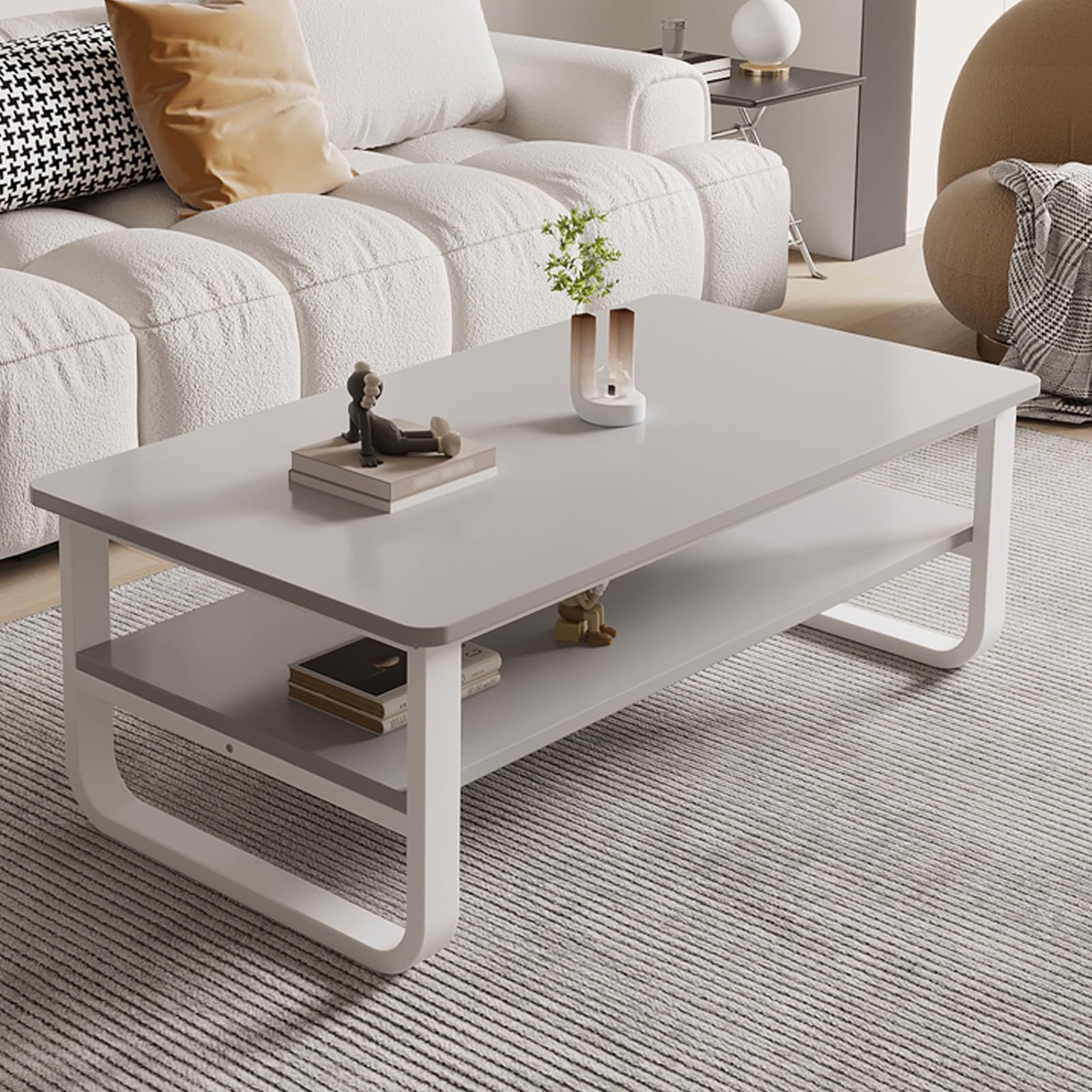 Table basse carrée moderne bois blanc 100x48cm - Petite table de balcon et table d'appoint