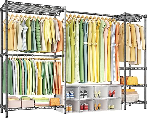 Miniatura 7 de Ulif Perchero E10 (con barra de suspensión elástica), percheros independientes para colgar ropa, sistema organizador de armario ajustable, perchero