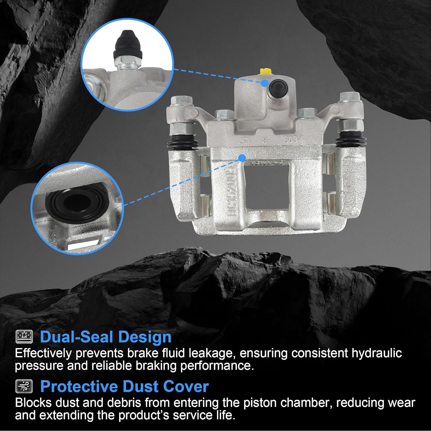 Rear Disc Brake Caliper Assembly with Bracket – Compatible with Hyundai Sonata 2011-2015, Kia Optima 2011-2015 – Replaces 19-B6456, 19-B6457 – Rear Left & Right – 2-PC Set