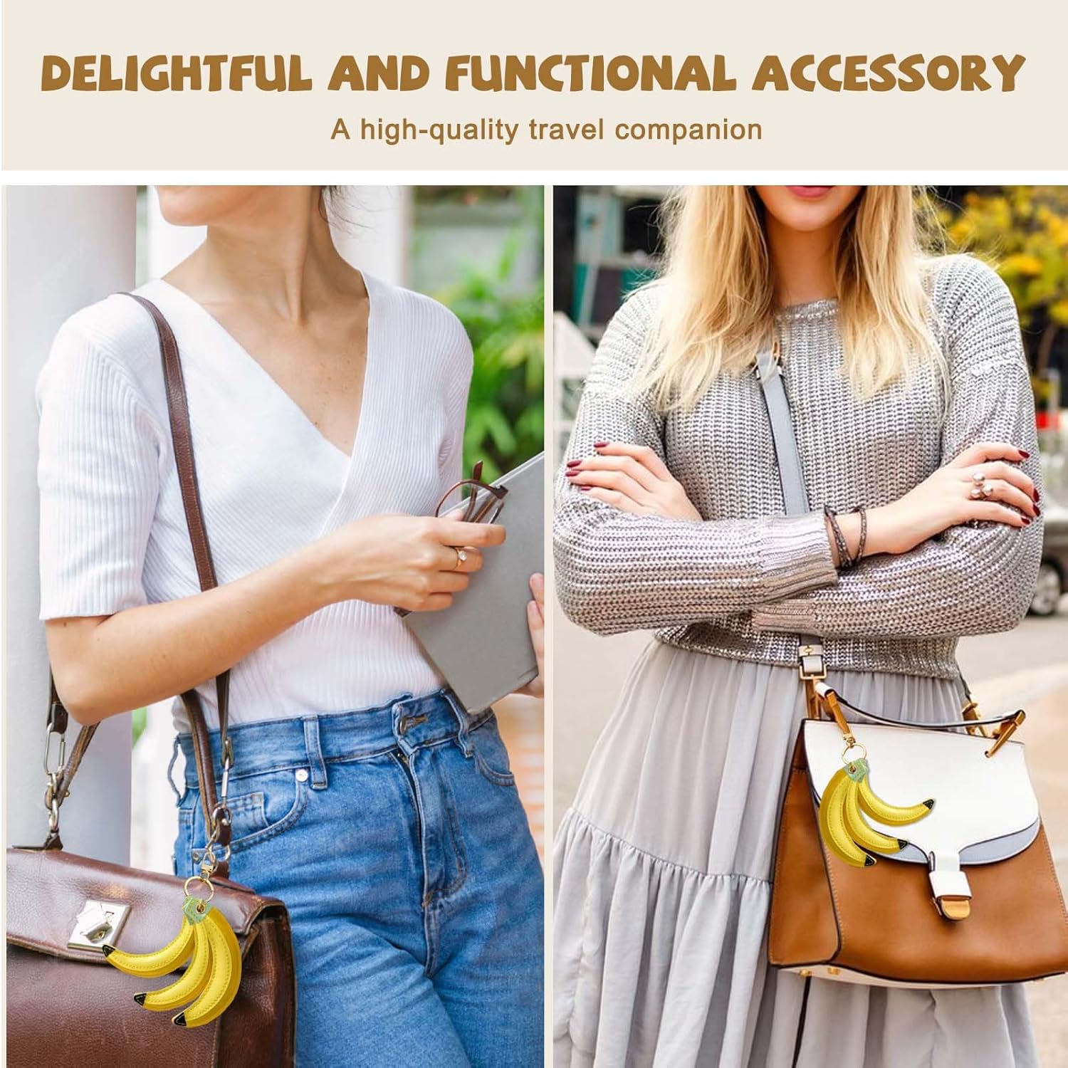 Banana Keychain - Fruit Shaped Pu Leather Bag Charm for Women, Accessory and Gift - Image 4
