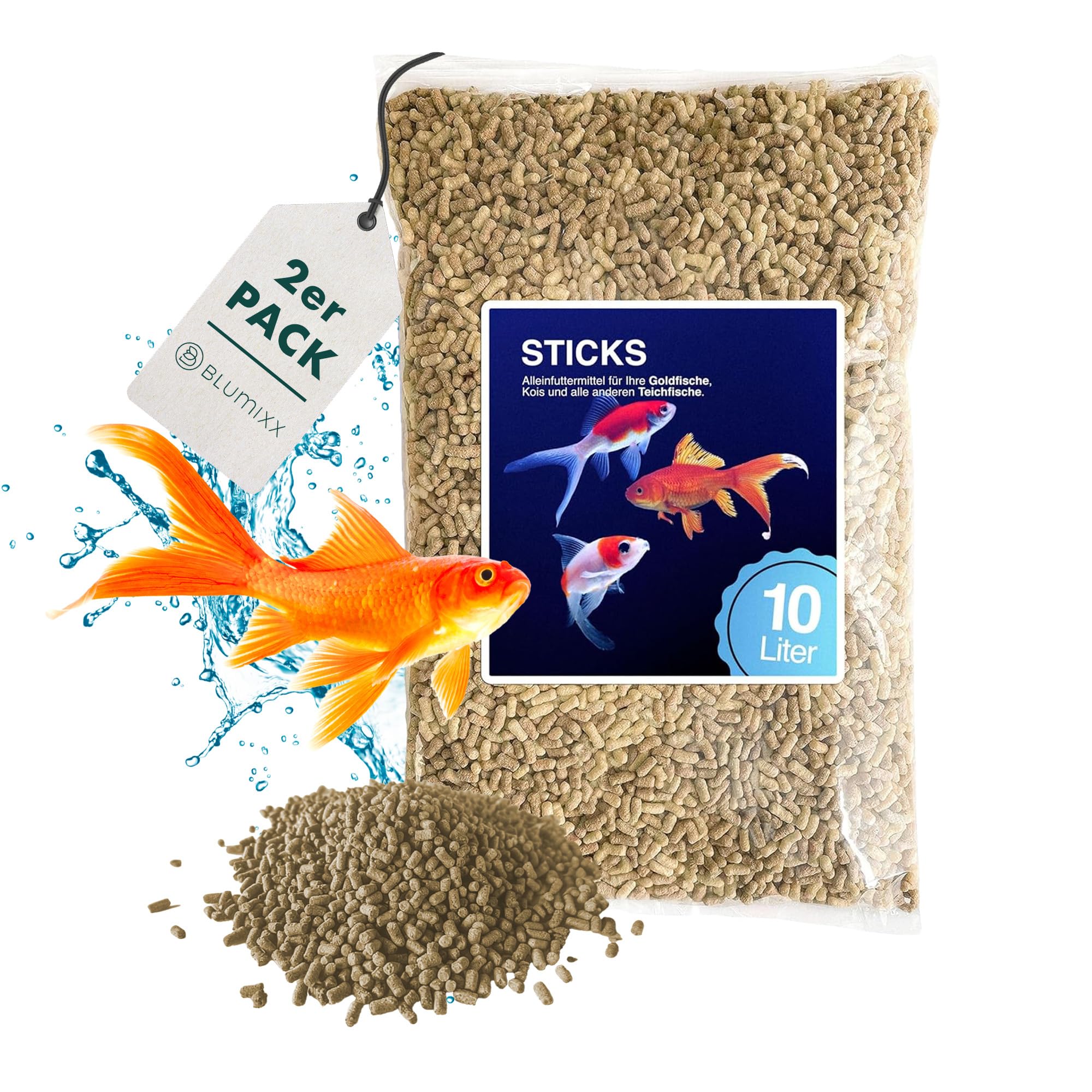 Alimento para peces de 20 l/1800 g para peces de colores, Koi, peces de estanque, pond sticks alimento para peces de oro para el estanque de jardín sin turbidez del agua