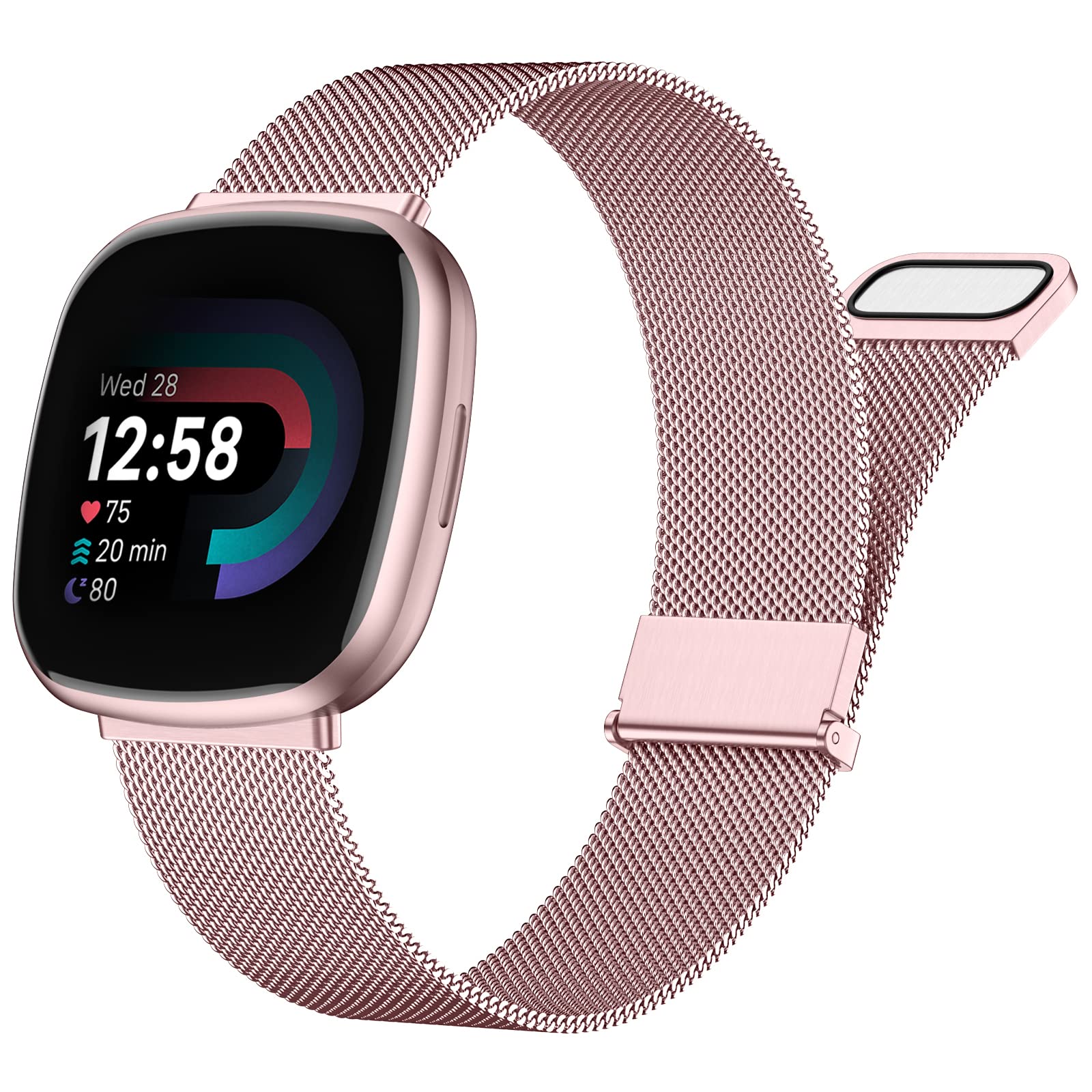 FaliogoMetal Strap Compatible with Fitbit Versa 3 Strap/Fitbit Sense Strap/Fitbit Sense 2 Strap/Fitbit Versa 4 Strap for Women Men, Stainless Steel Strap for Versa 4/Versa 3/Sense 2/Sense