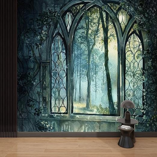 Kanworse Large Canvas Wallpaper Peel & Stick Watercolour Window Self