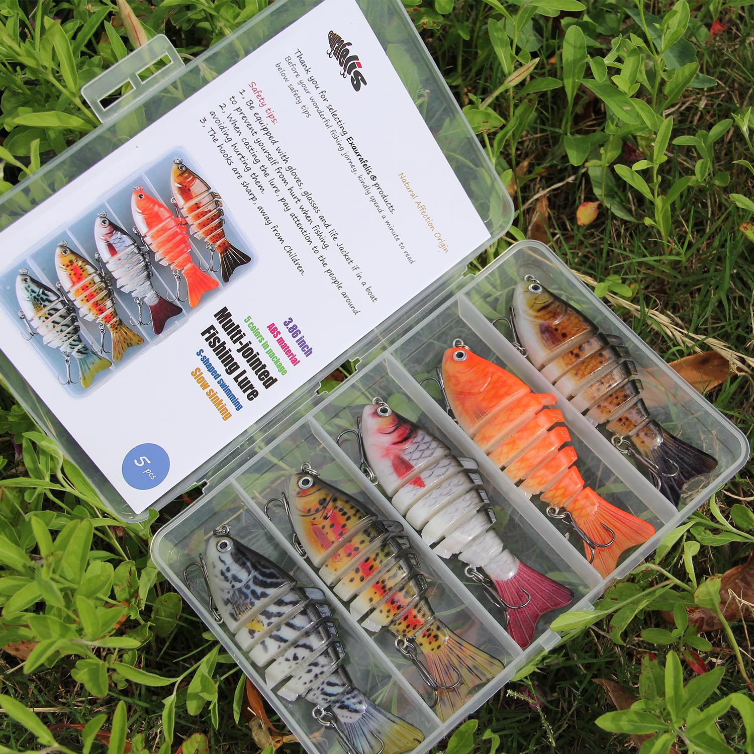 EXAURAFELIS Fishing Lures 5pcs 7 Segment Multi-Jointed Swimbaits Fishing Lures for Bass Trout Perch Slow Sinking Lifelike Fishing Lure Kit Swimming Lures Freshwater Saltwater : Sports & Outdoors
