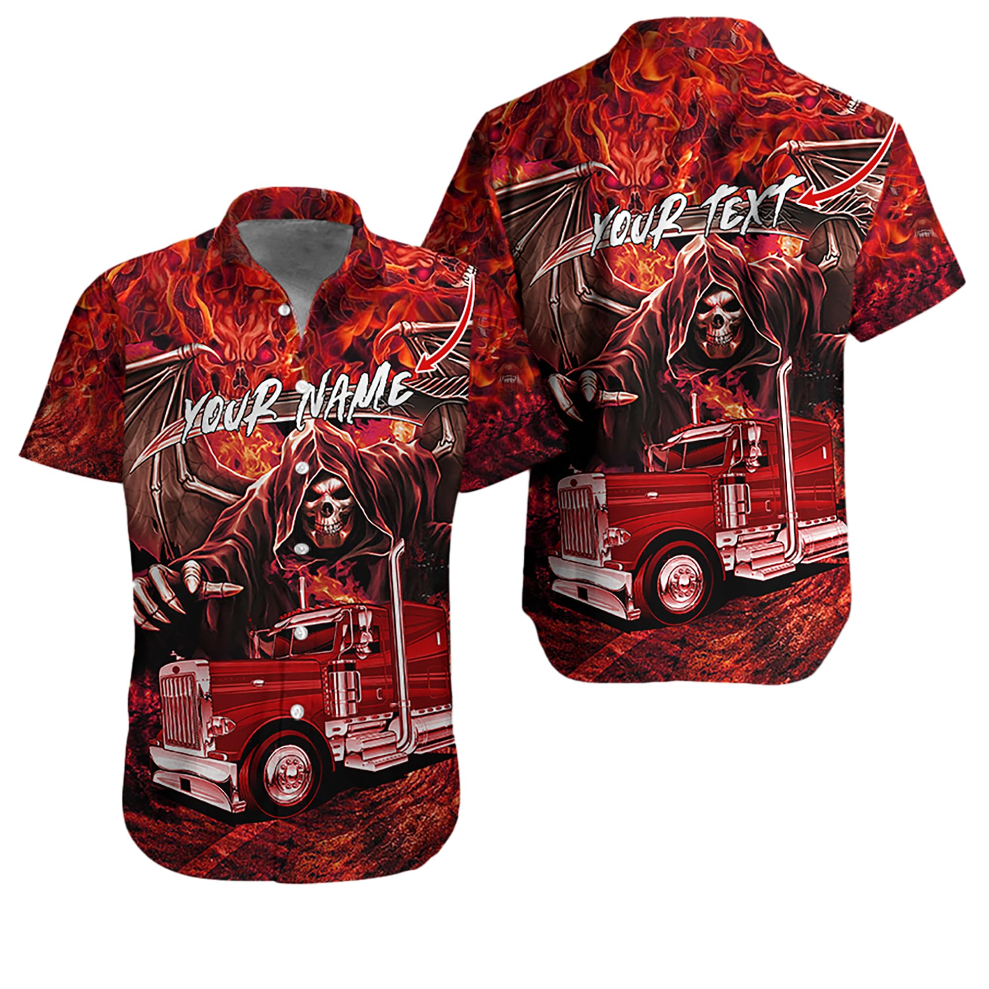 Personalized Tow Truck Short Sleeve Button Down Hawaii Shirt, 3D Hawaiian Shirt, Custom Semi Truck Hawaiian Shirt for Men S35